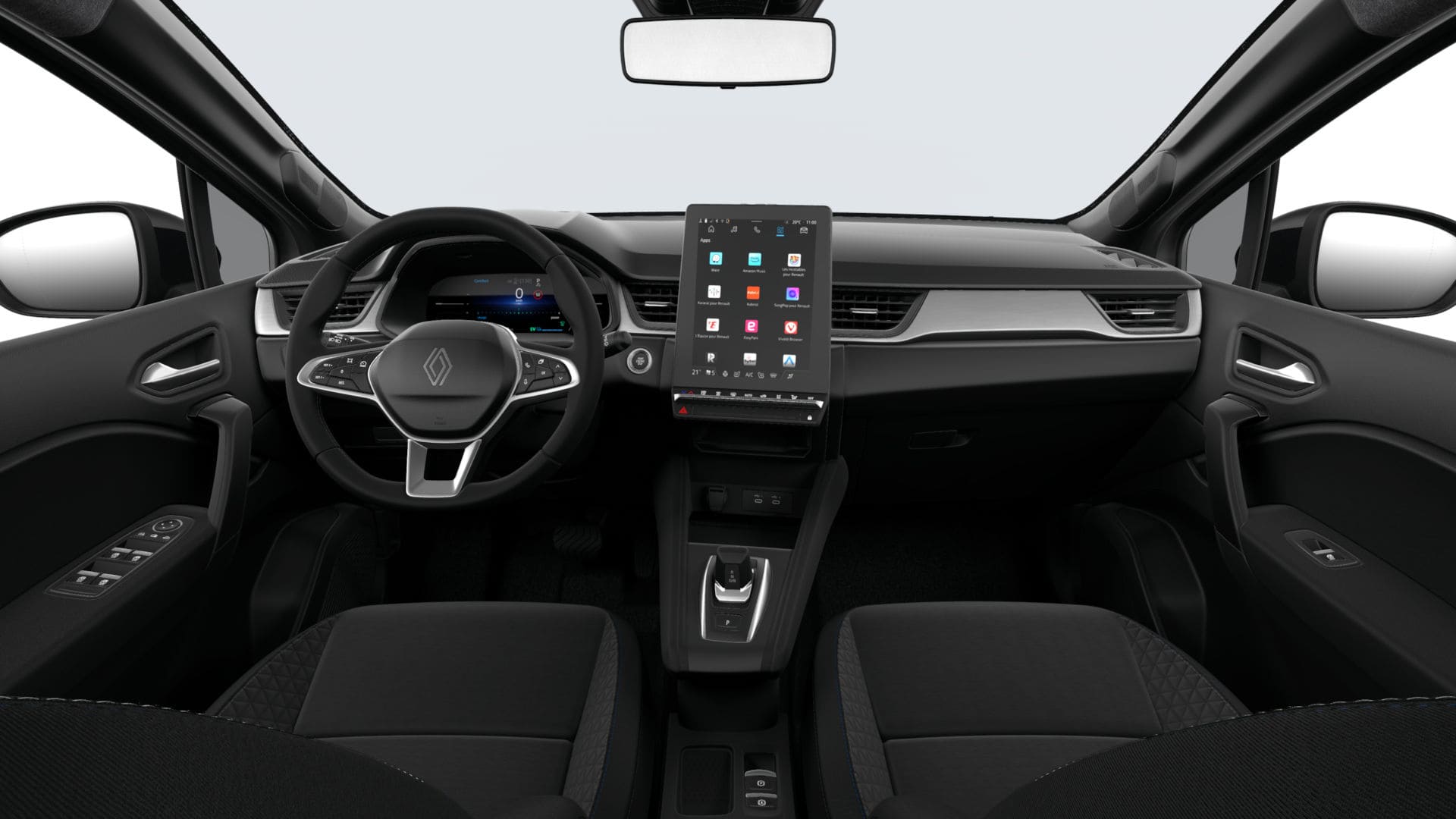 Renting New Renault Symbioz Evolution E-Tech Full Hybrid Gris Zinc SUV Automático Híbrido Etiqueta Eco Renting Finders Interior