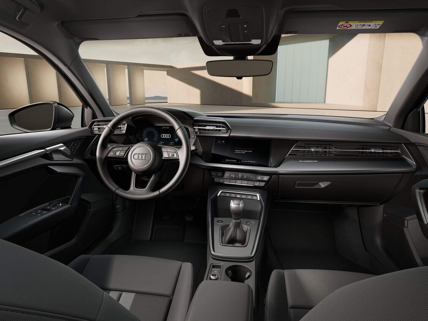 Renting Audi A3 Sportback Advanced Negro Brillante Compacto Manual Interior