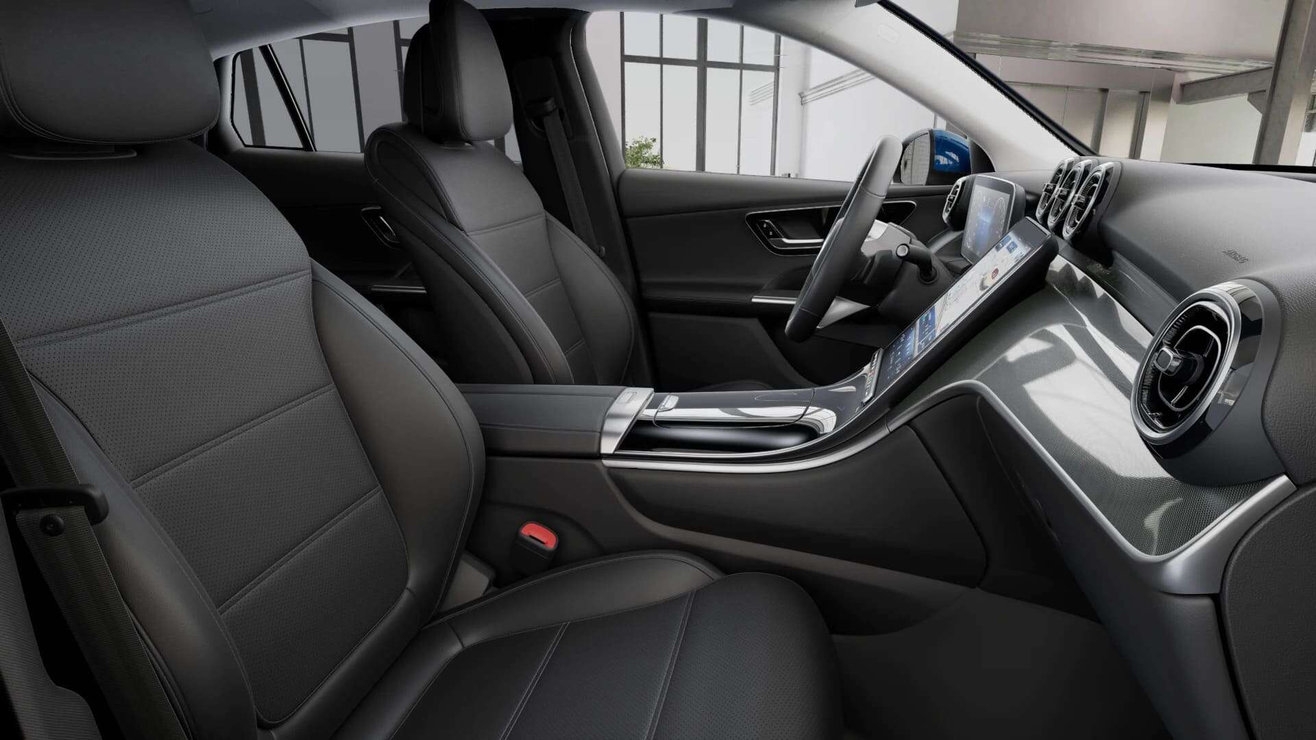 Renting Mercedes-Benz GLC Coupe 300 e 4MATIC Azul Espectra SUV Automático Híbrido-Enchufable Etiqueta 0 Interior