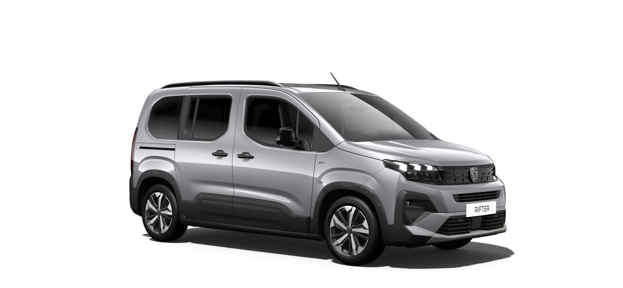 Renting New Peugeot Rifter Standard GT Gris Artense Furgoneta Familiar Automático 5 Plazas