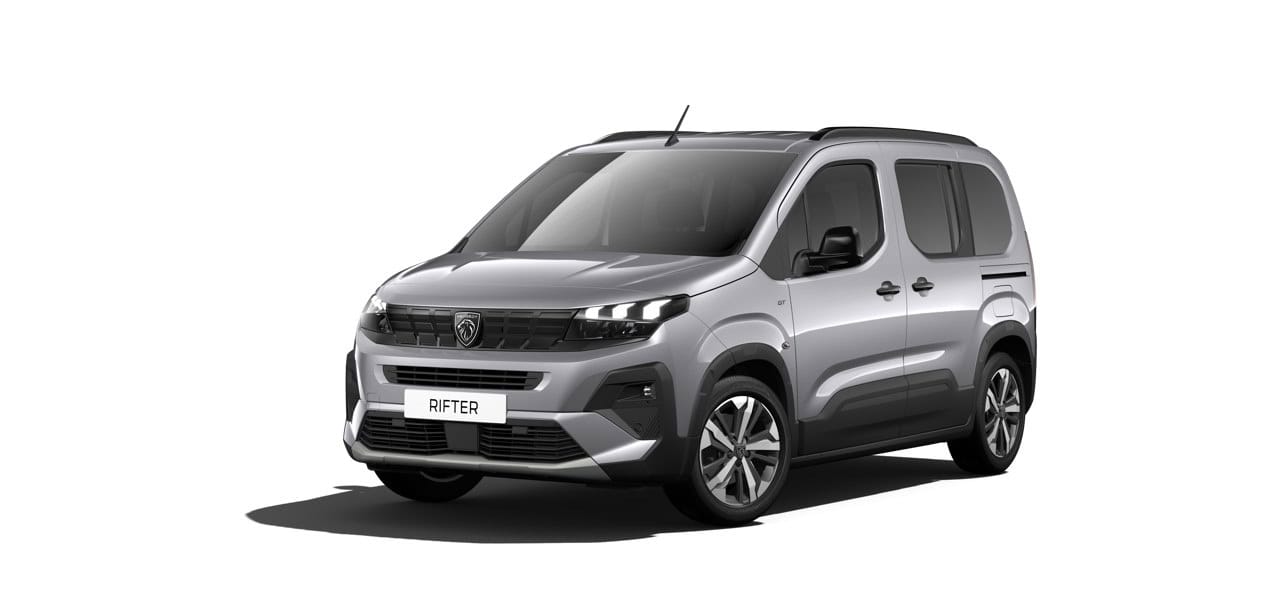 Renting New Peugeot Rifter Standard GT Gris Artense Furgoneta Familiar Automático 5 Plazas