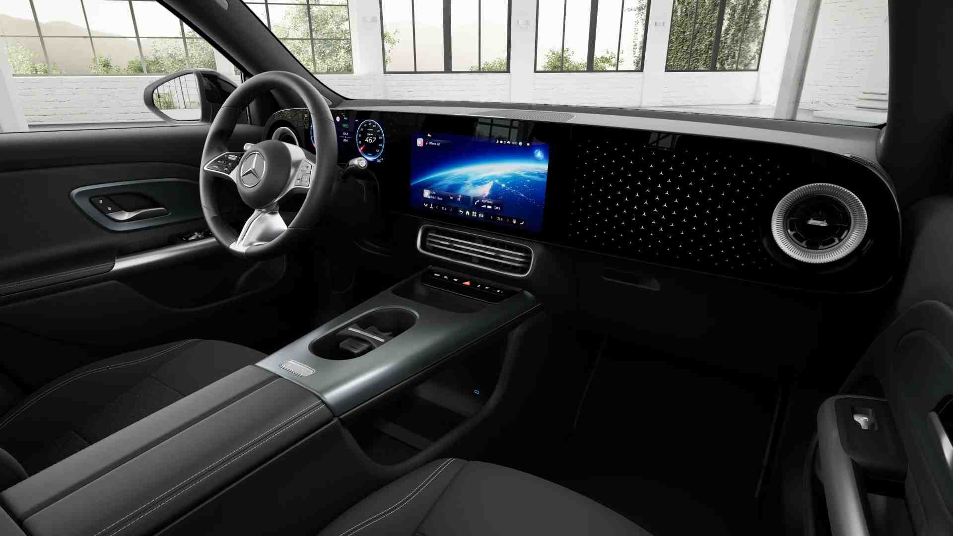 Renting New Mercedes Benz GLB EQ Negro Cosmos SUV Automático Eléctrico Etiqueta 0 5 Plazas Interior